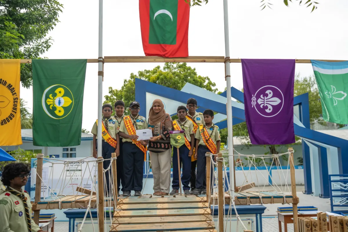 Scouts receiving awards at the closing ceremony