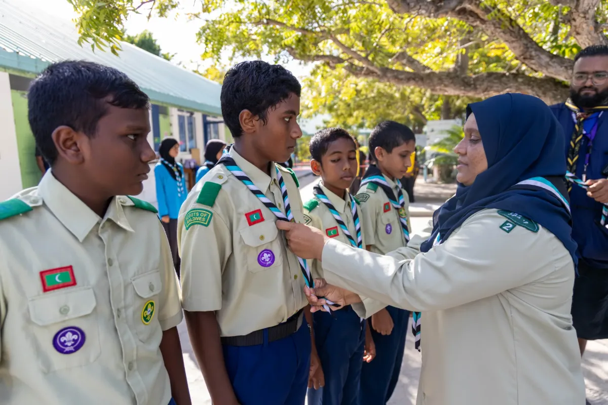 Scouts receiving awards at the closing ceremony