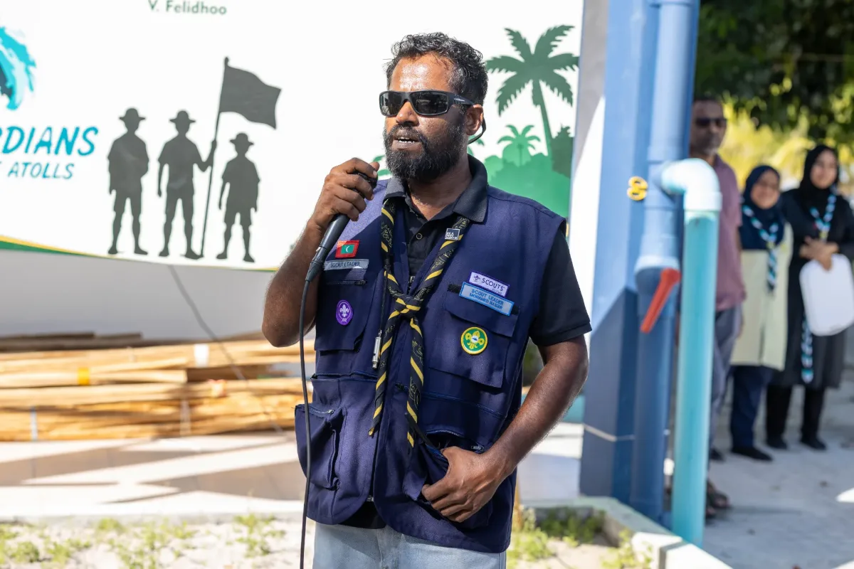 Camp Chief giving instructions to the camp participants