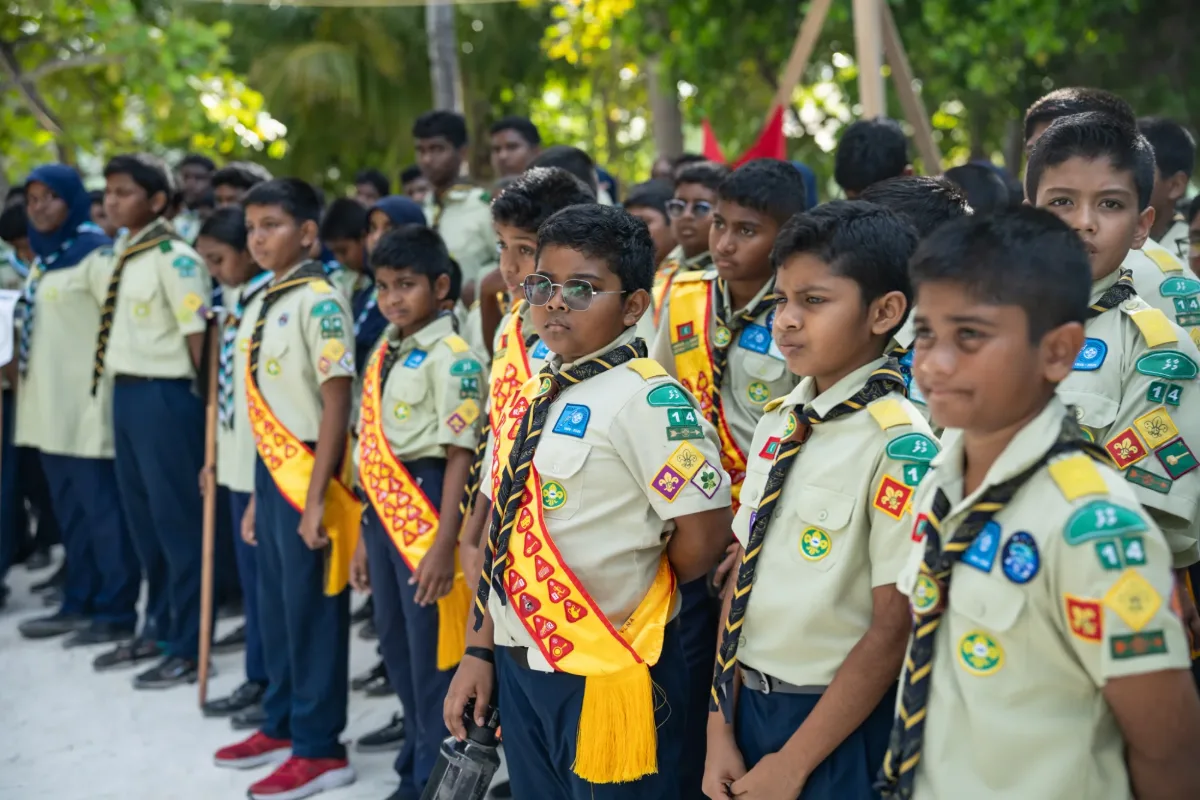 Scouts receiving awards at the closing ceremony