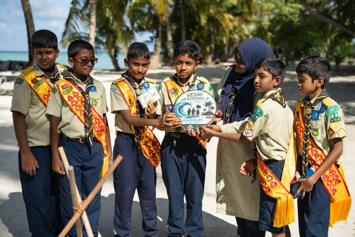 Scouts receiving awards at the closing ceremony